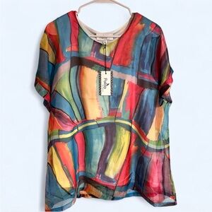 NWT Palila Women's Multicolor Abstract Top Size M/L